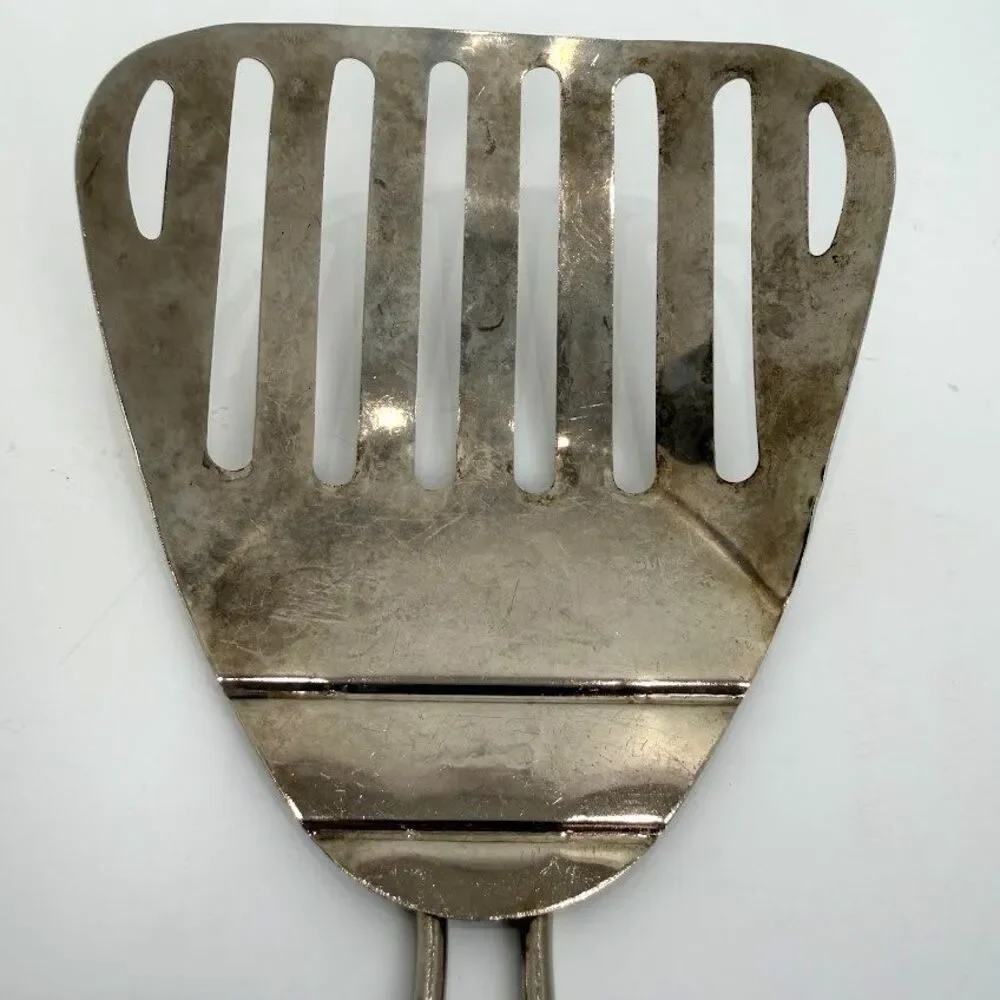 Vintage Metal Slotted Kitchen Fry Scoop 10 Inches